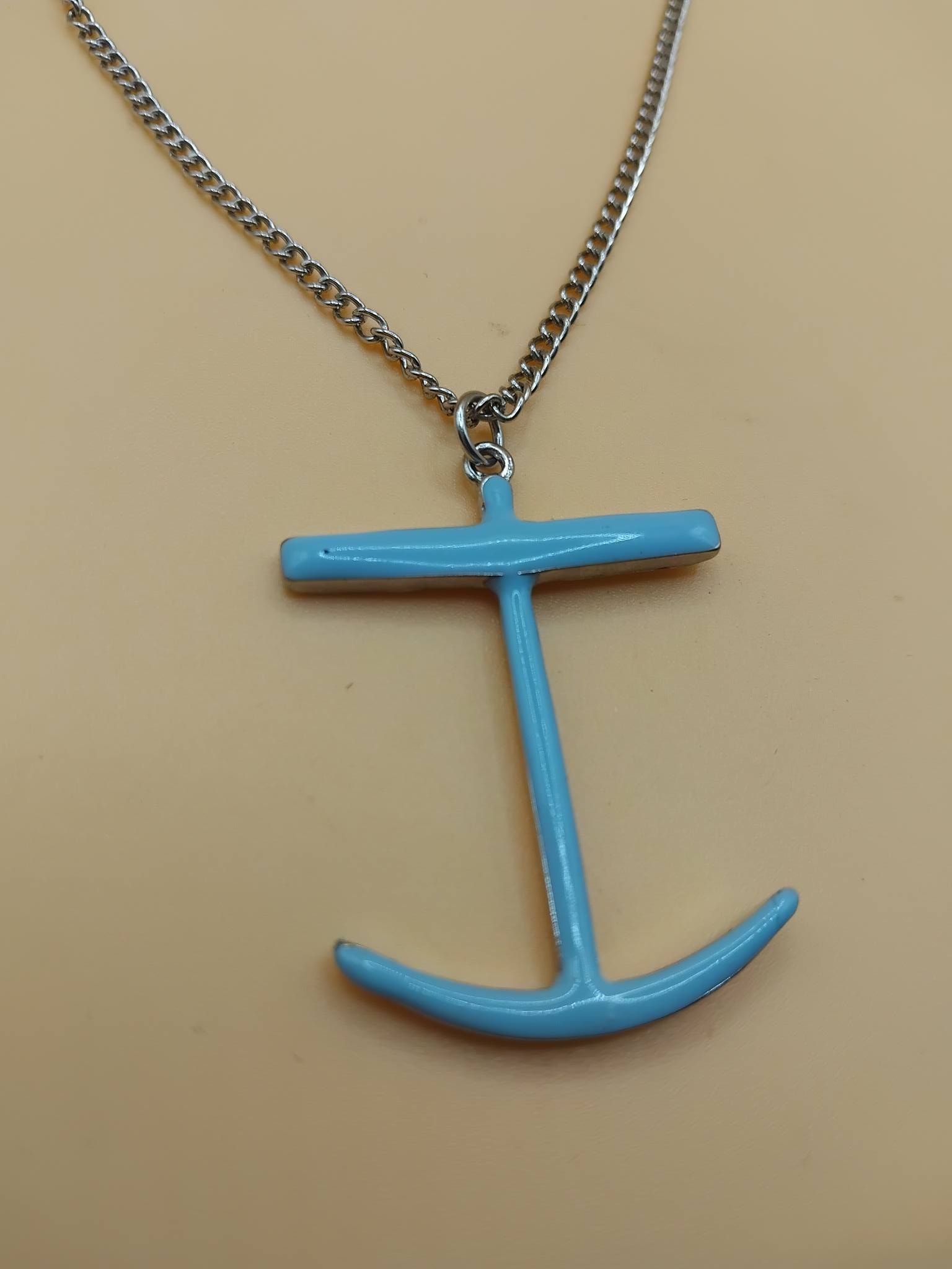 (BN12/2) Blue anchor necklace