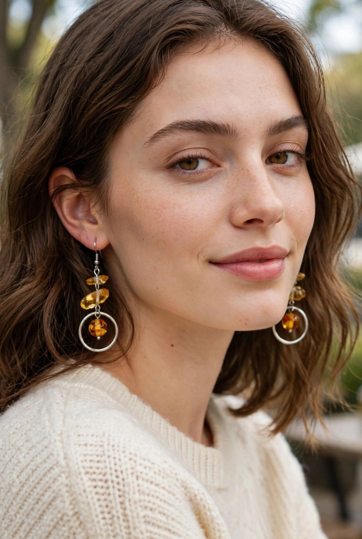 (E1) Natural Gemstone dangle earrings