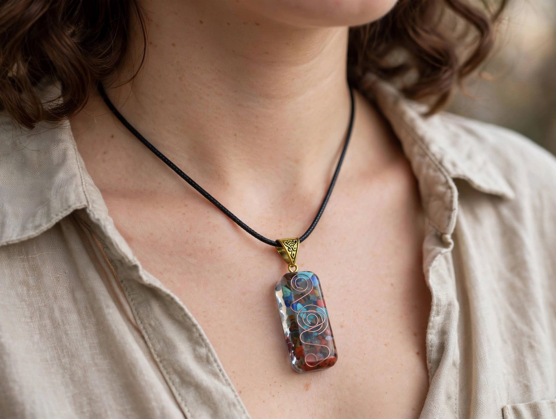 (N608) Chunky chakra stone necklace