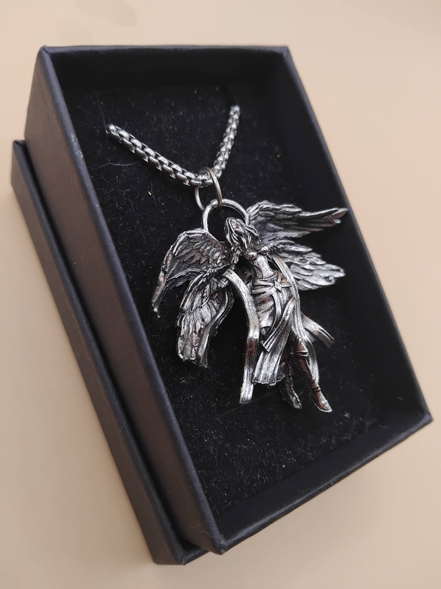 (N613) Goth angel pendant necklace