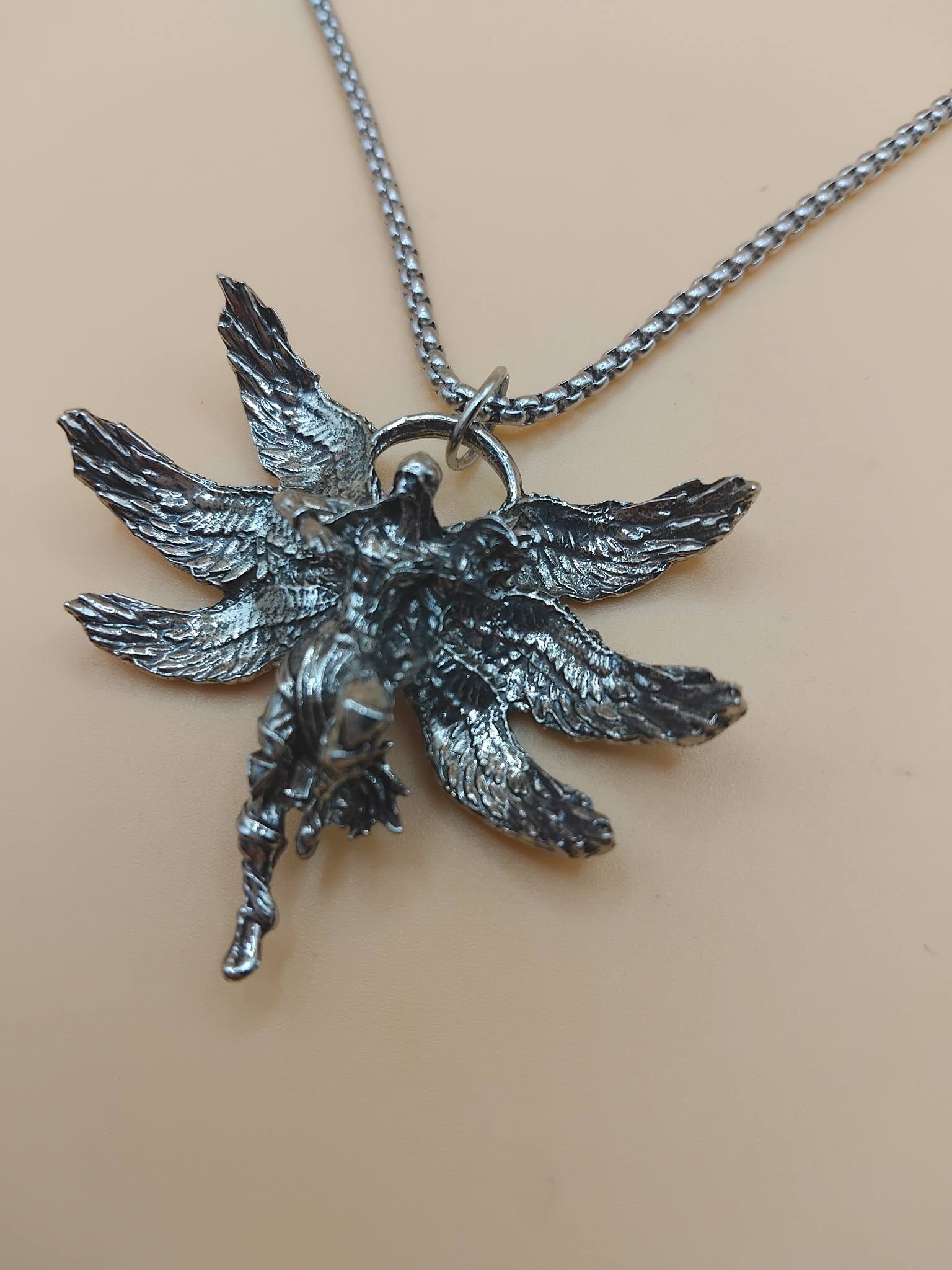 (N36) 6 winged skeleton retro gothic pendant necklace