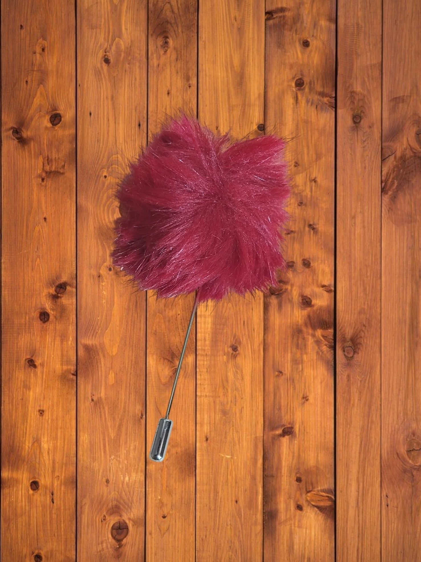 (LP23) Red woollen flower design lapel / hat pin