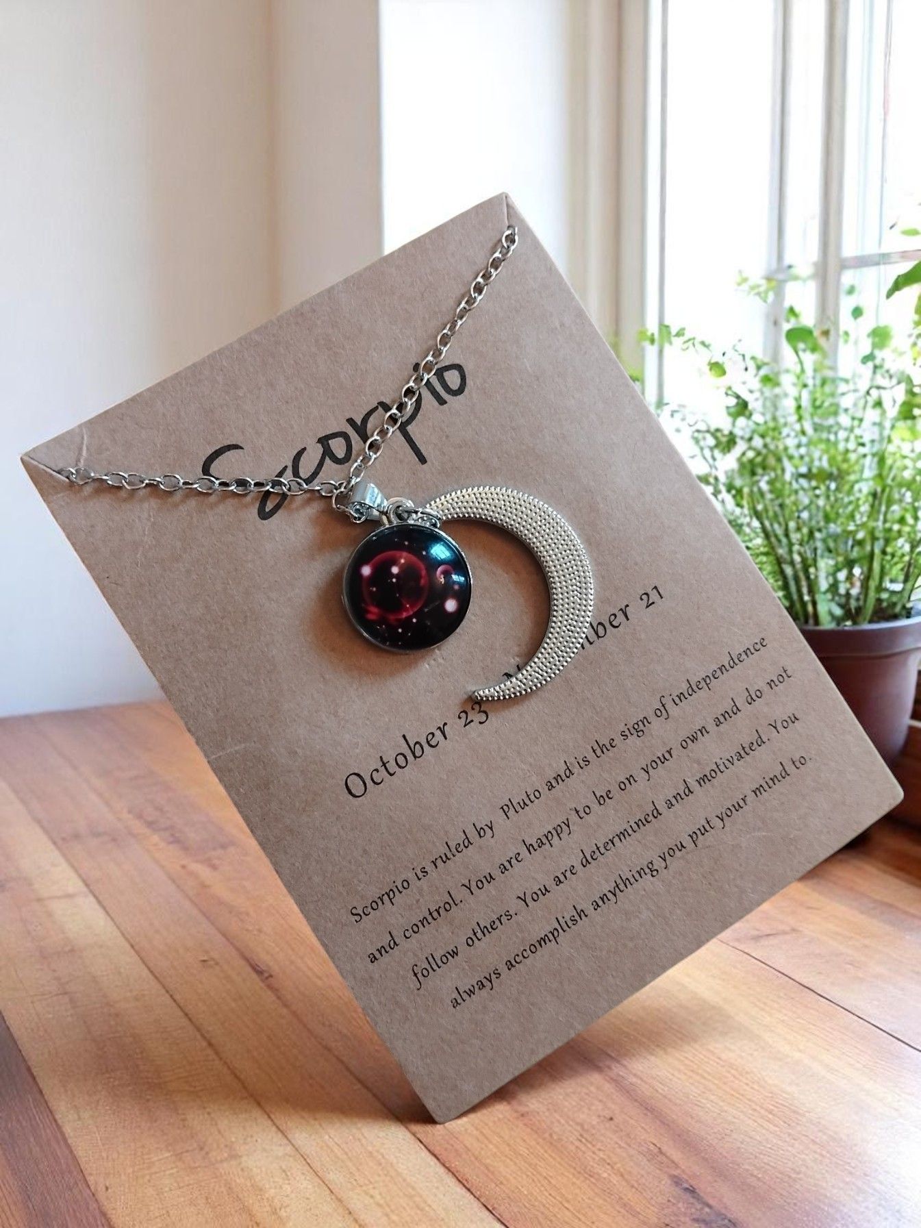 (N2) Luminous horoscope necklace brand new on card
