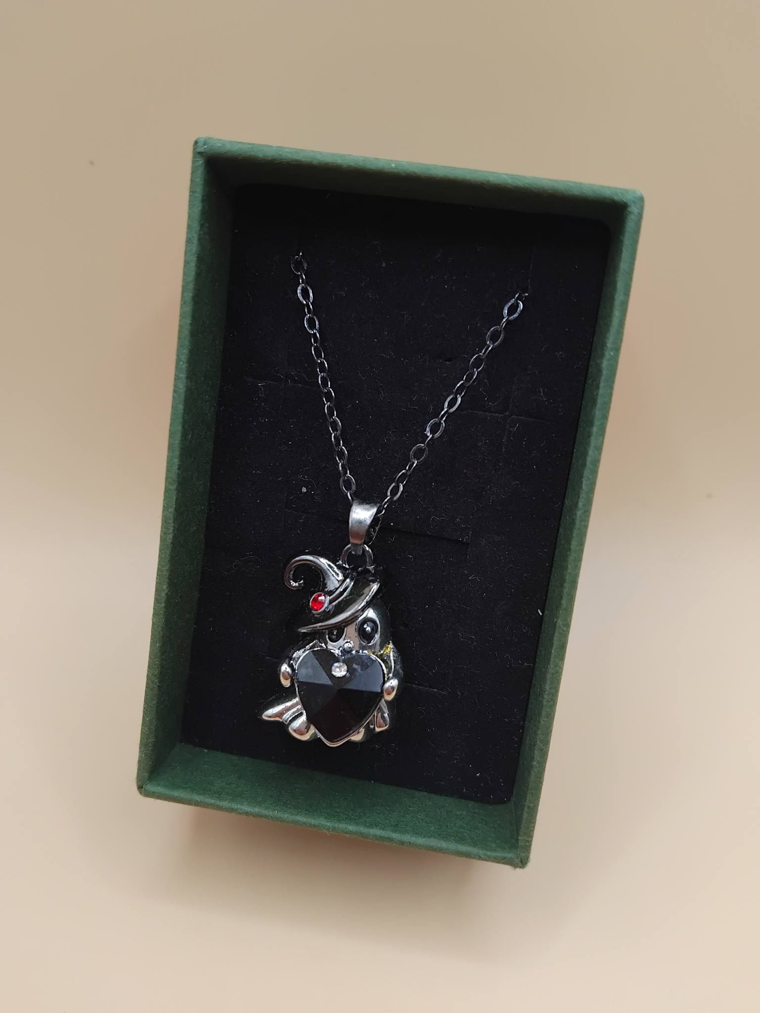 (N48) Gothic witch ghost small rhinestone pendant necklace