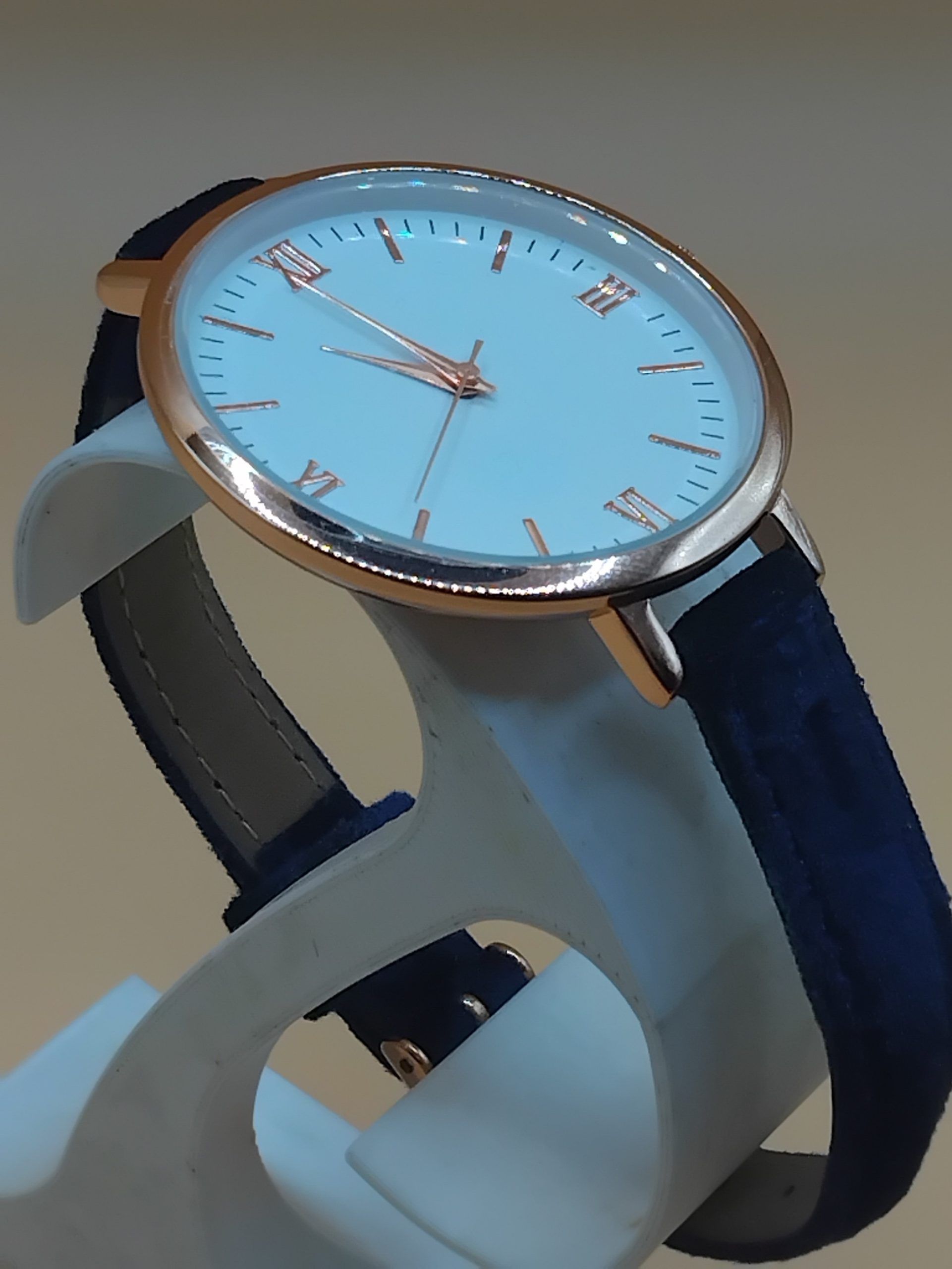 (LW50) Ladies Freedom dark blue velour over leather strap watch