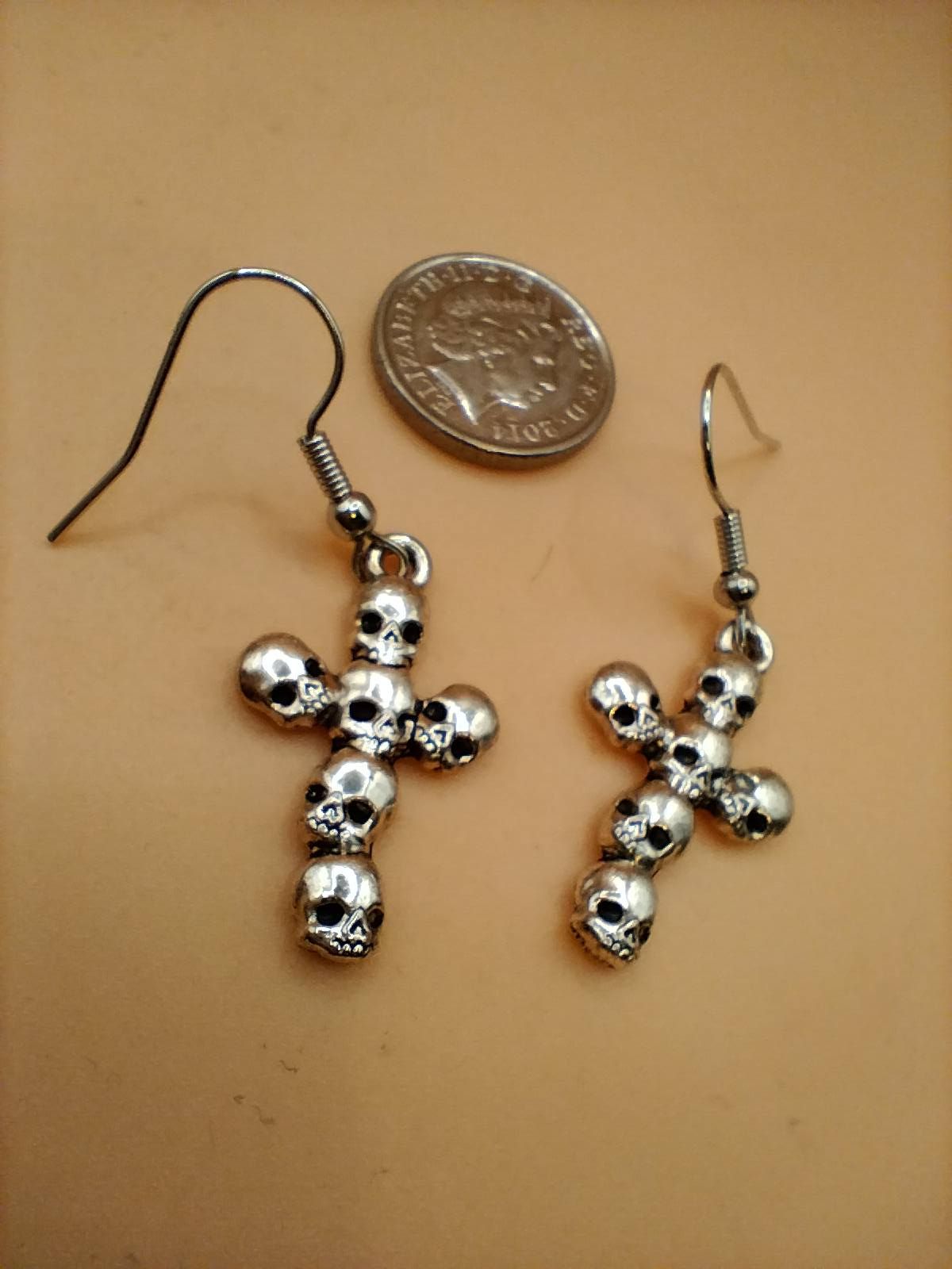 (BE6) Goth Mini Crucifix earrings made from skulls