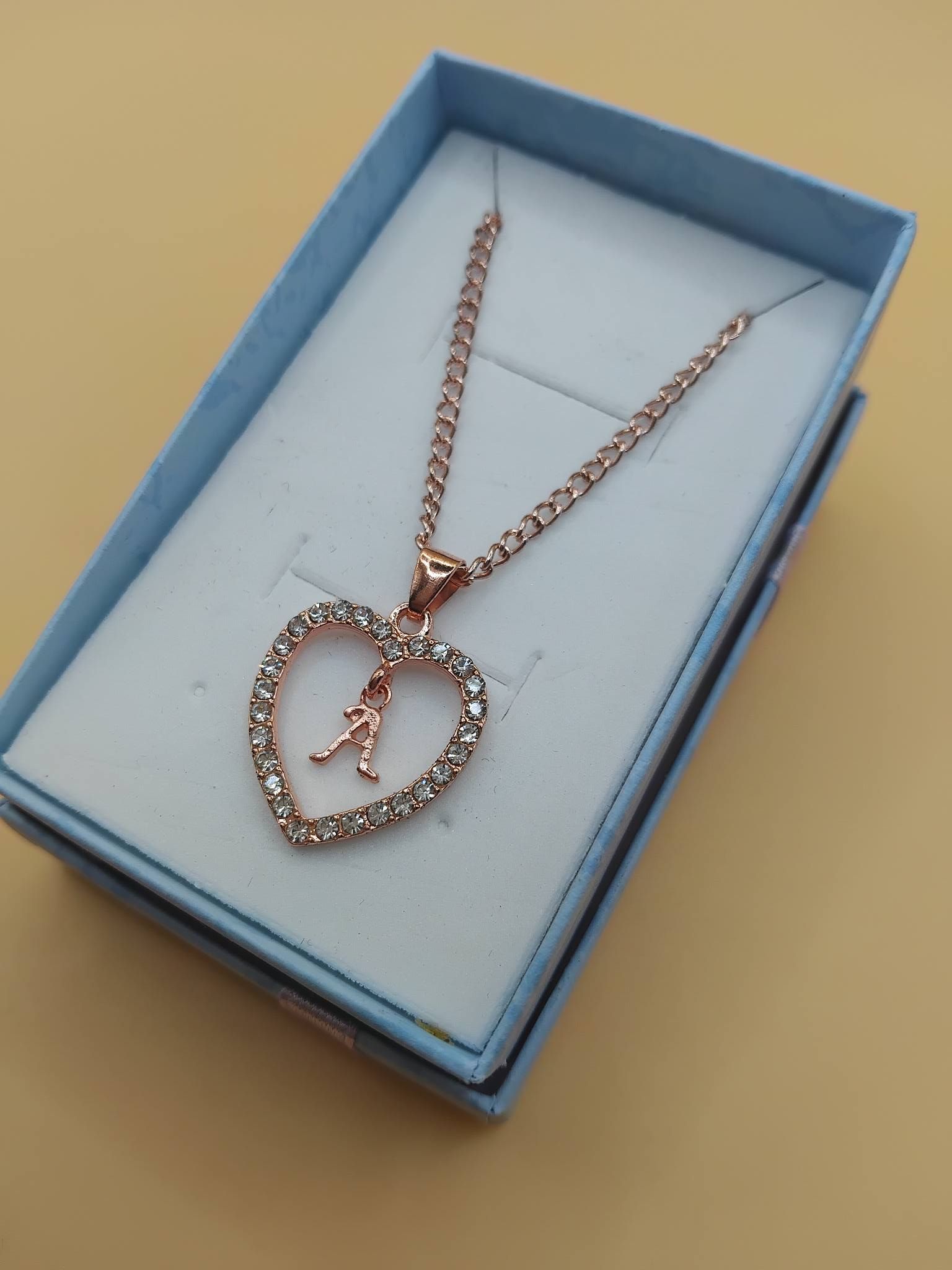 (N15) Gold coloured Letter necklaces with rhinestones