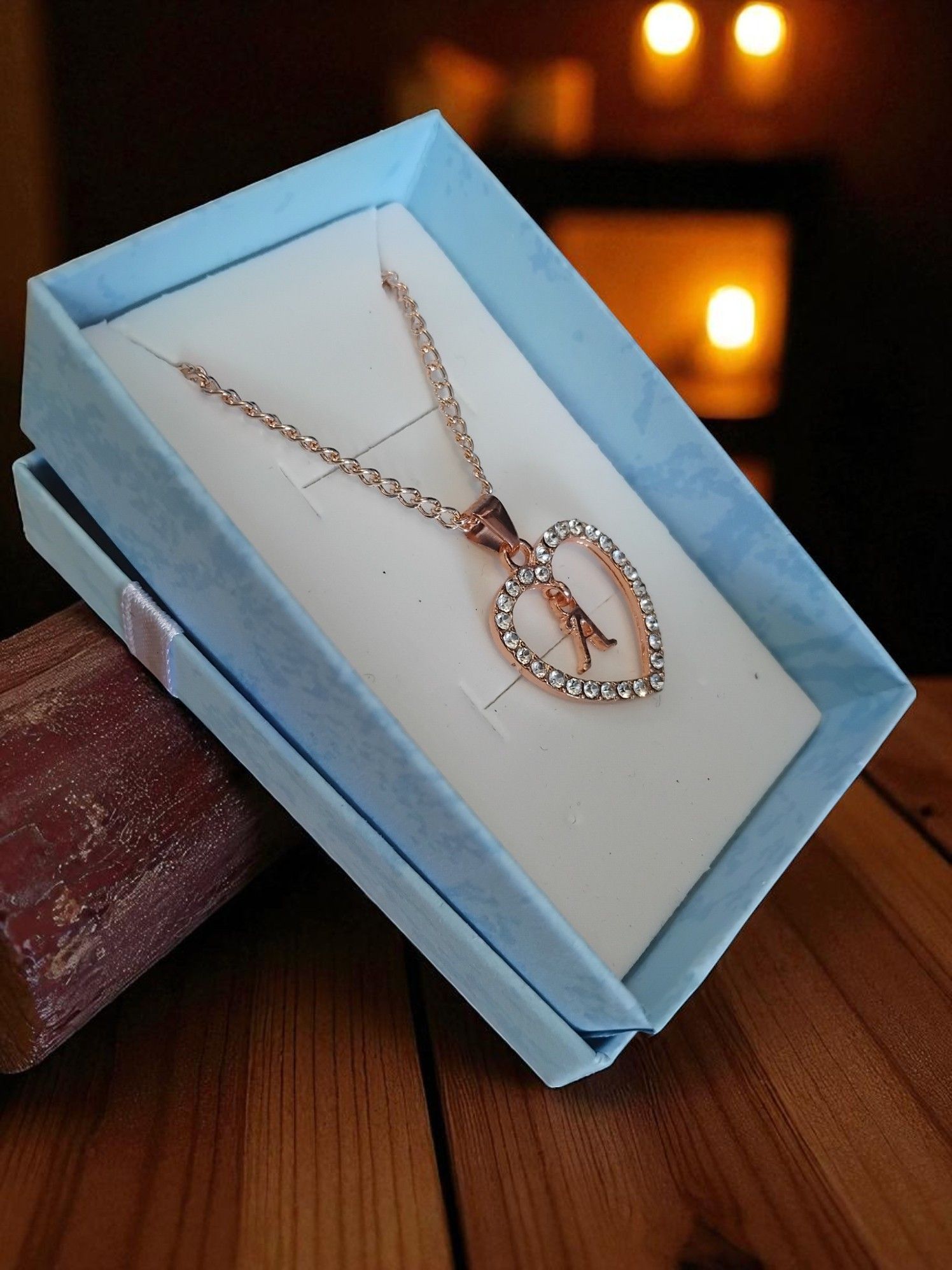 (N15) Gold coloured Letter necklaces with rhinestones