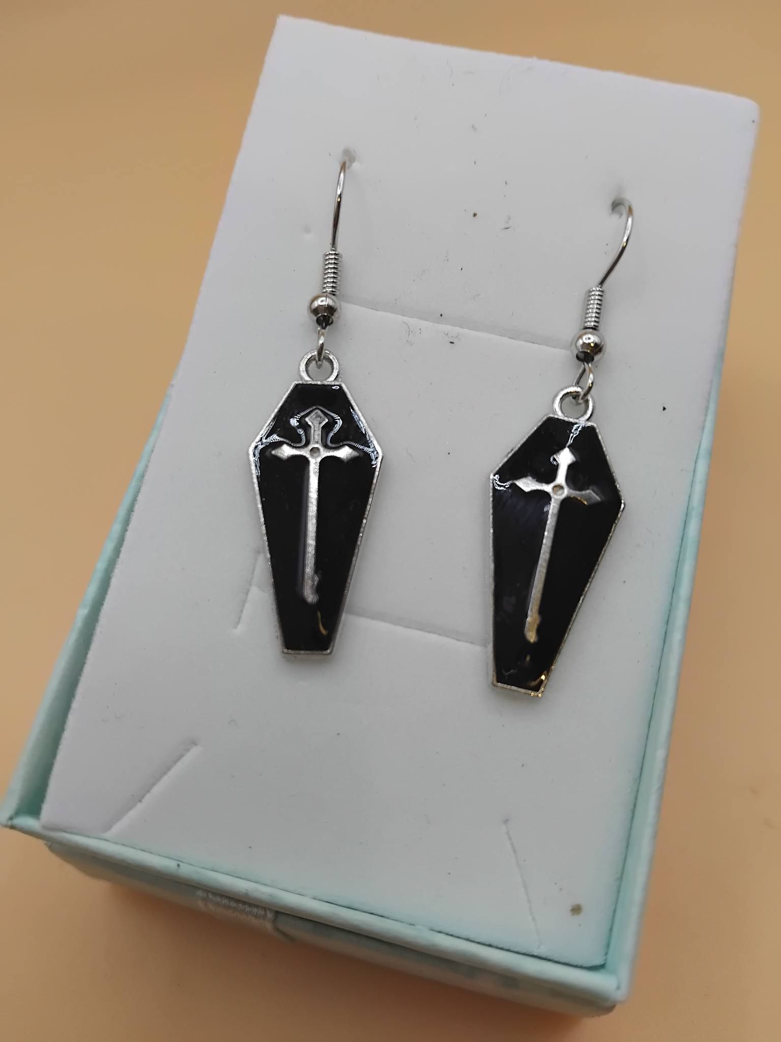 (BE3) Goth coffin earrings boxed