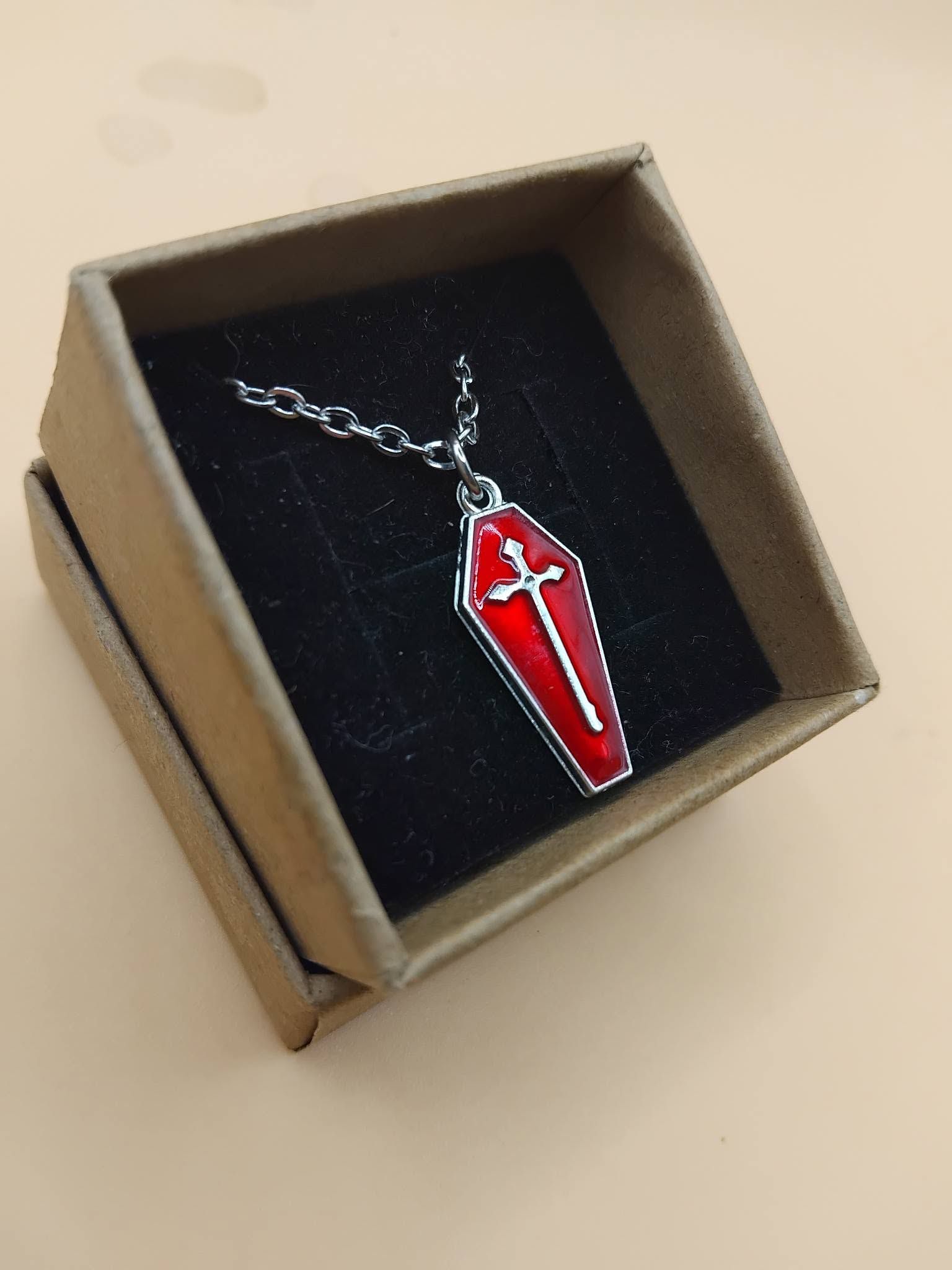 (N610) Small coffin pendant necklace
