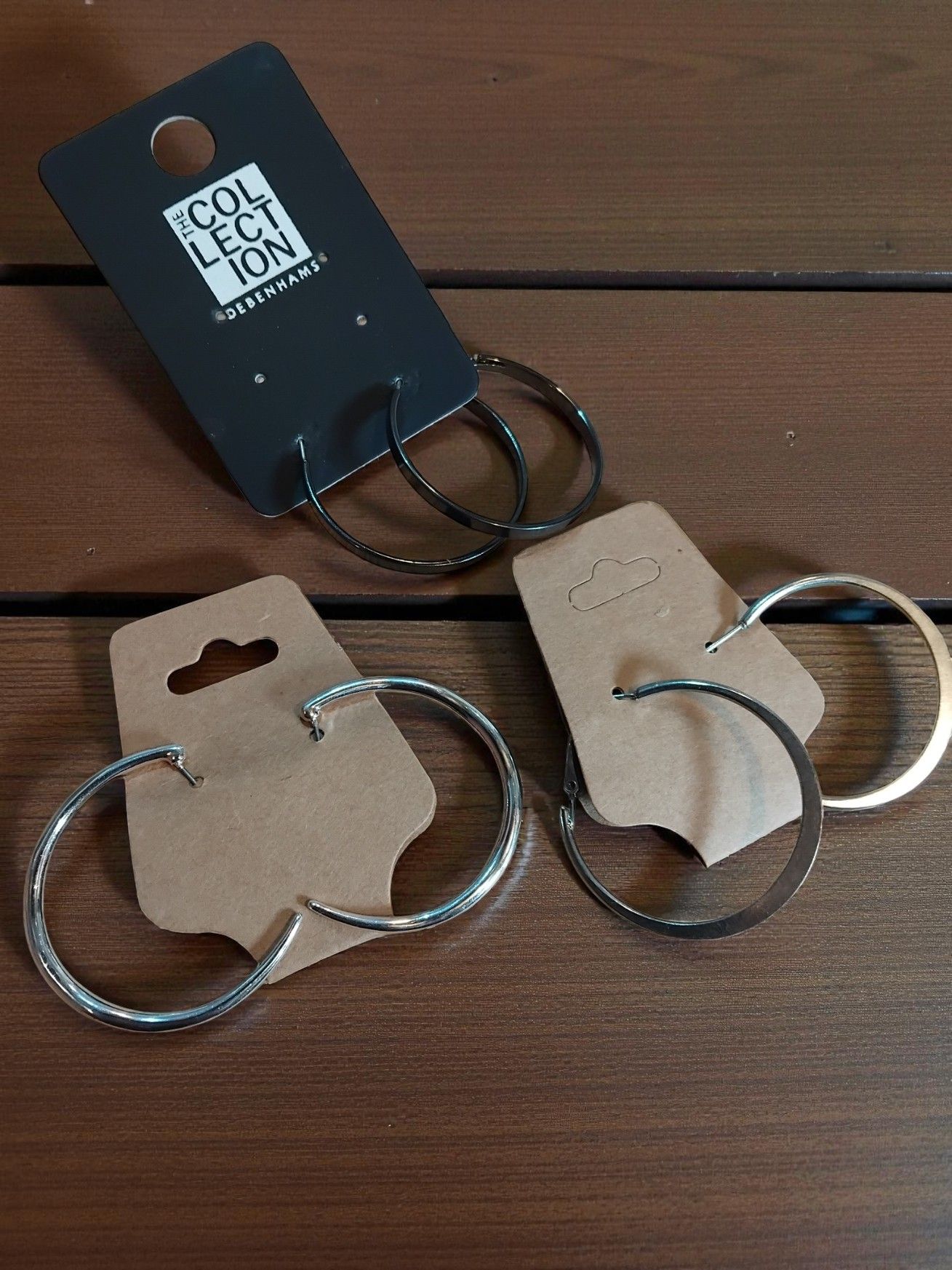 (B-E-34) 3 pairs of hooped earrings including Debenhams Collection