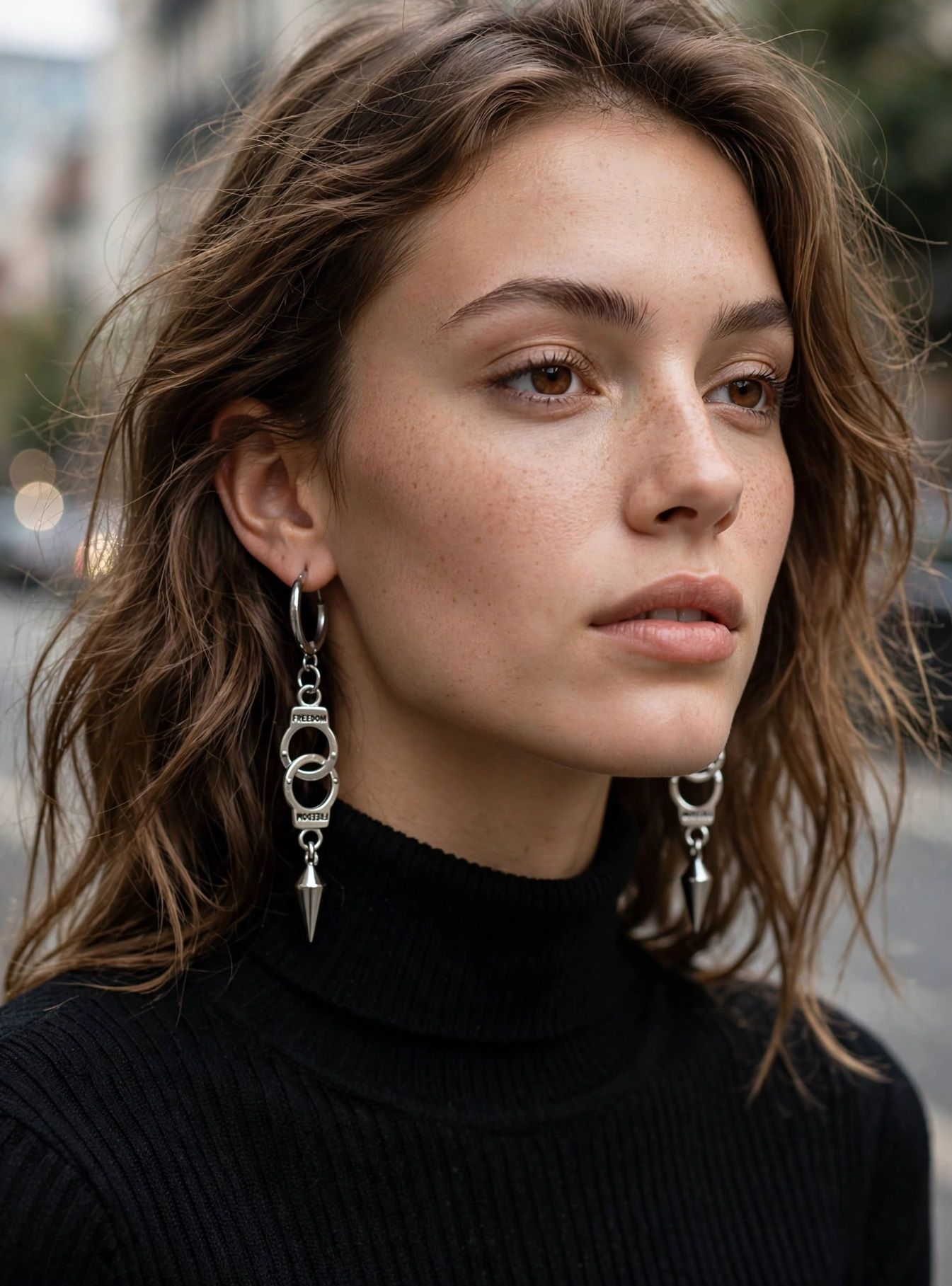 (E97) handcuff goth punk style earrings