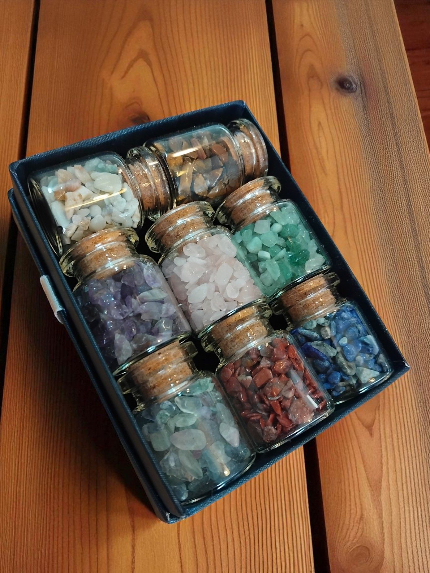 (Box1) 8 Jars of precious stones