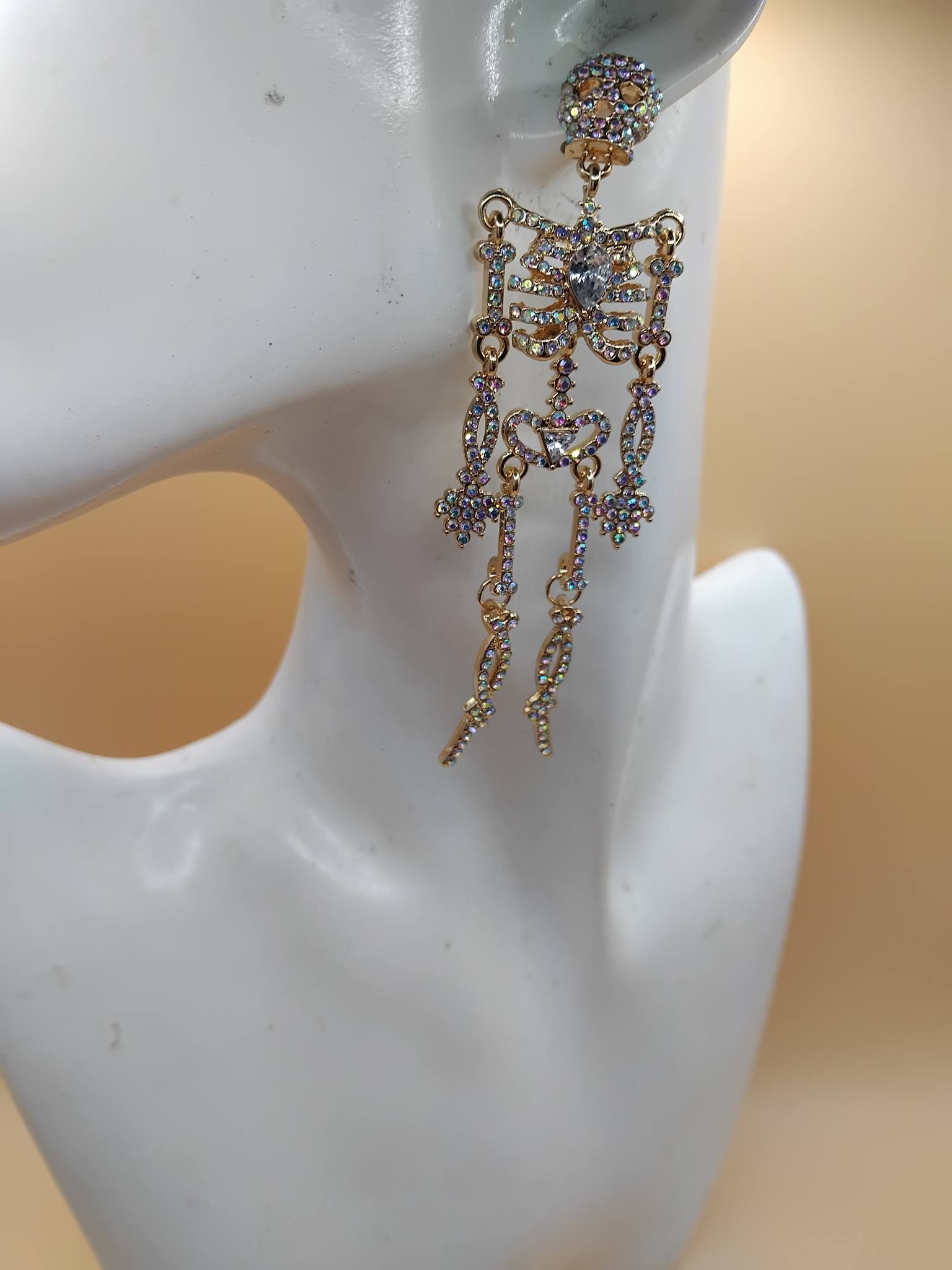 (E42) Unisex goth punk large skeleton dangly earrings