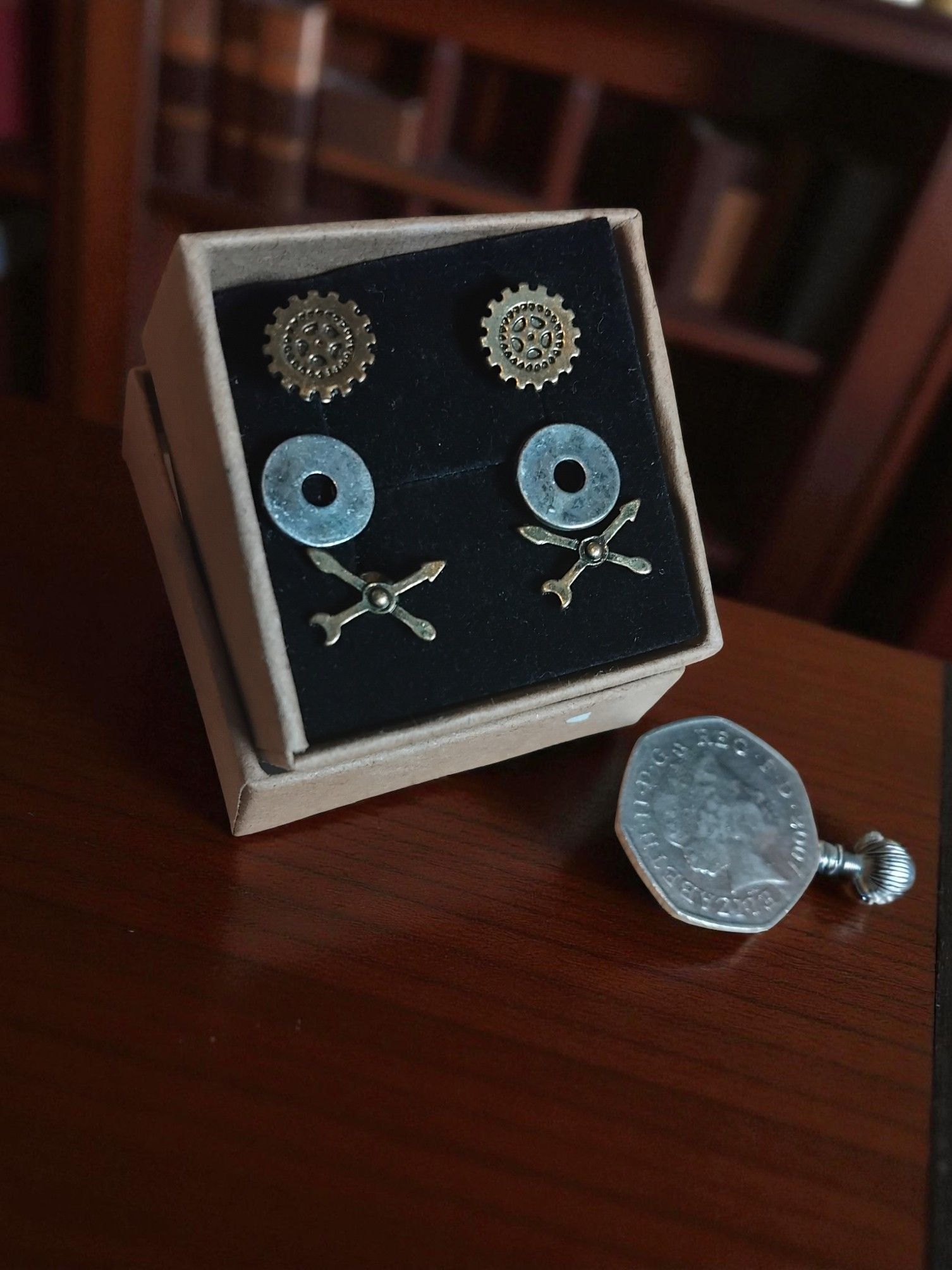 (B-E-28) 3 pairs of engineering themed ear studs