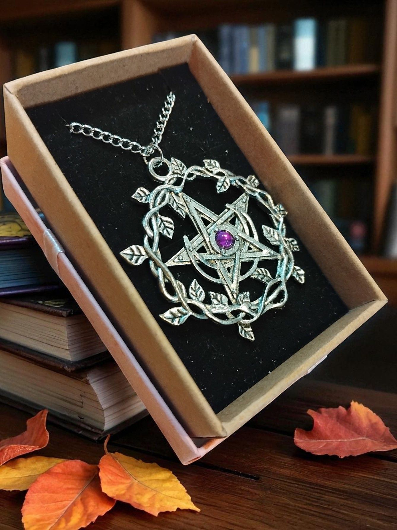 (N50) Vintage fashion pentagram magic circle pattern pendant necklace design 1