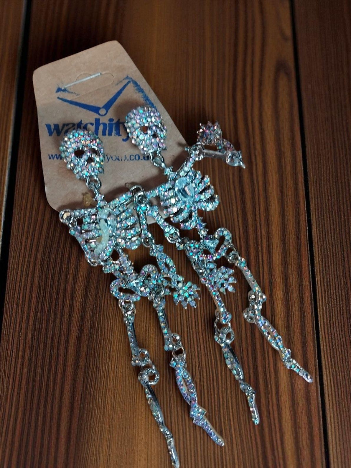 (E42) Unisex goth punk large skeleton dangly earrings