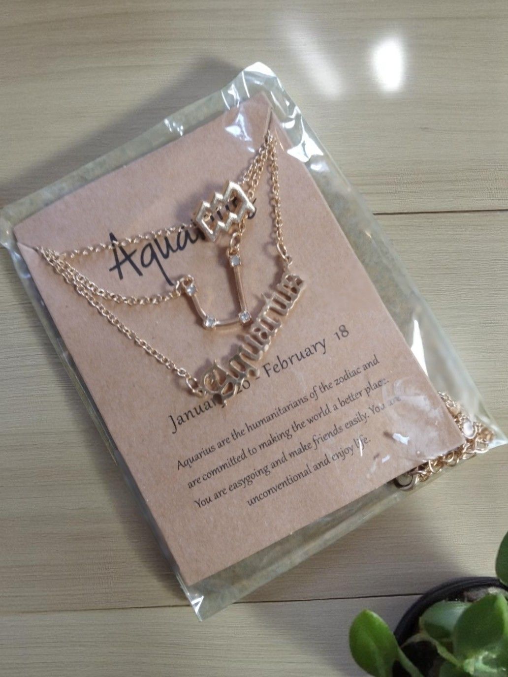 (N4) Triple horoscope necklace set brand new on card