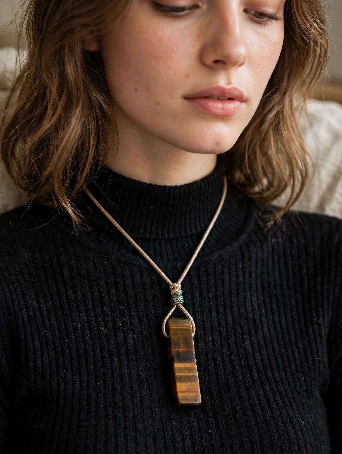 (N6) Precious stone pendant necklace