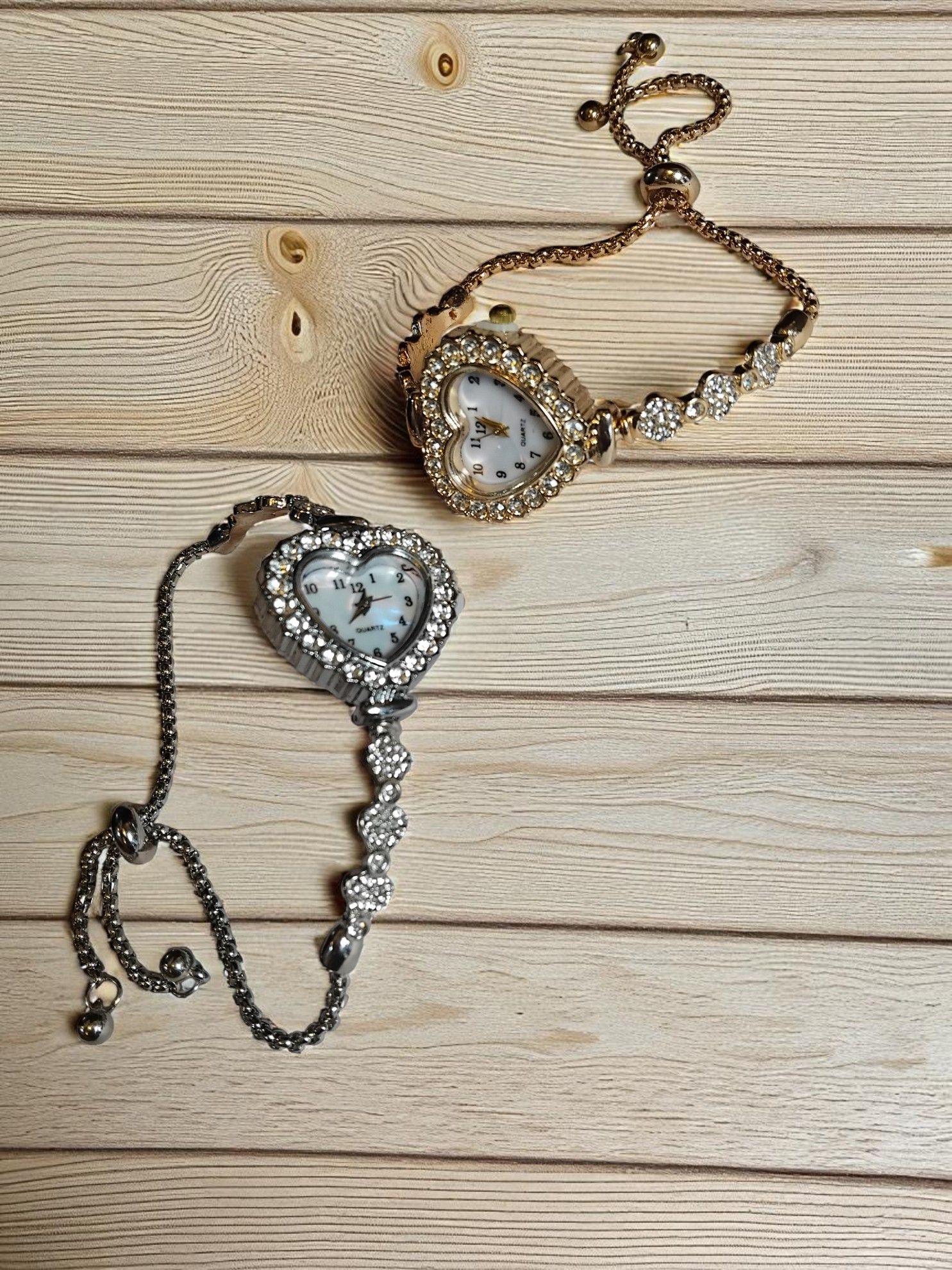 (LW222) Drawstring Heart face shaped with rhinestones ladies / teens dress watch boxed