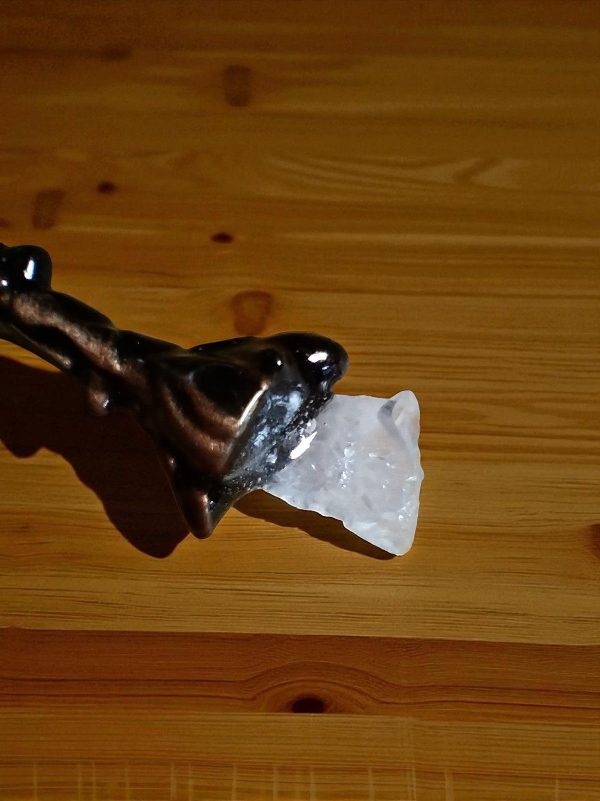 (TS) Decorative antique teaspoon with random raw gemstone on tip