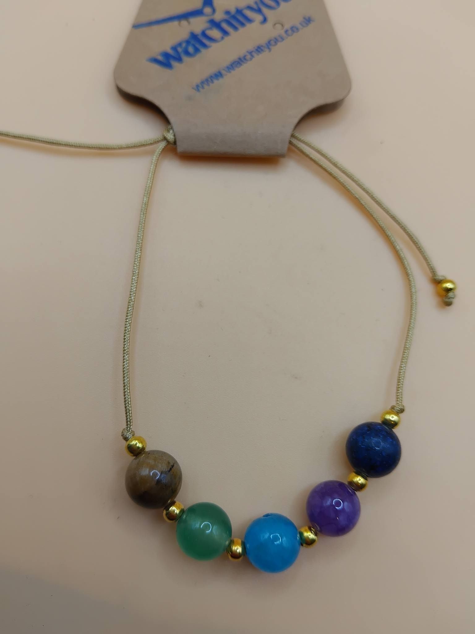 (B7) Precious stone minimalist drawstring bracelet for adult / teenager