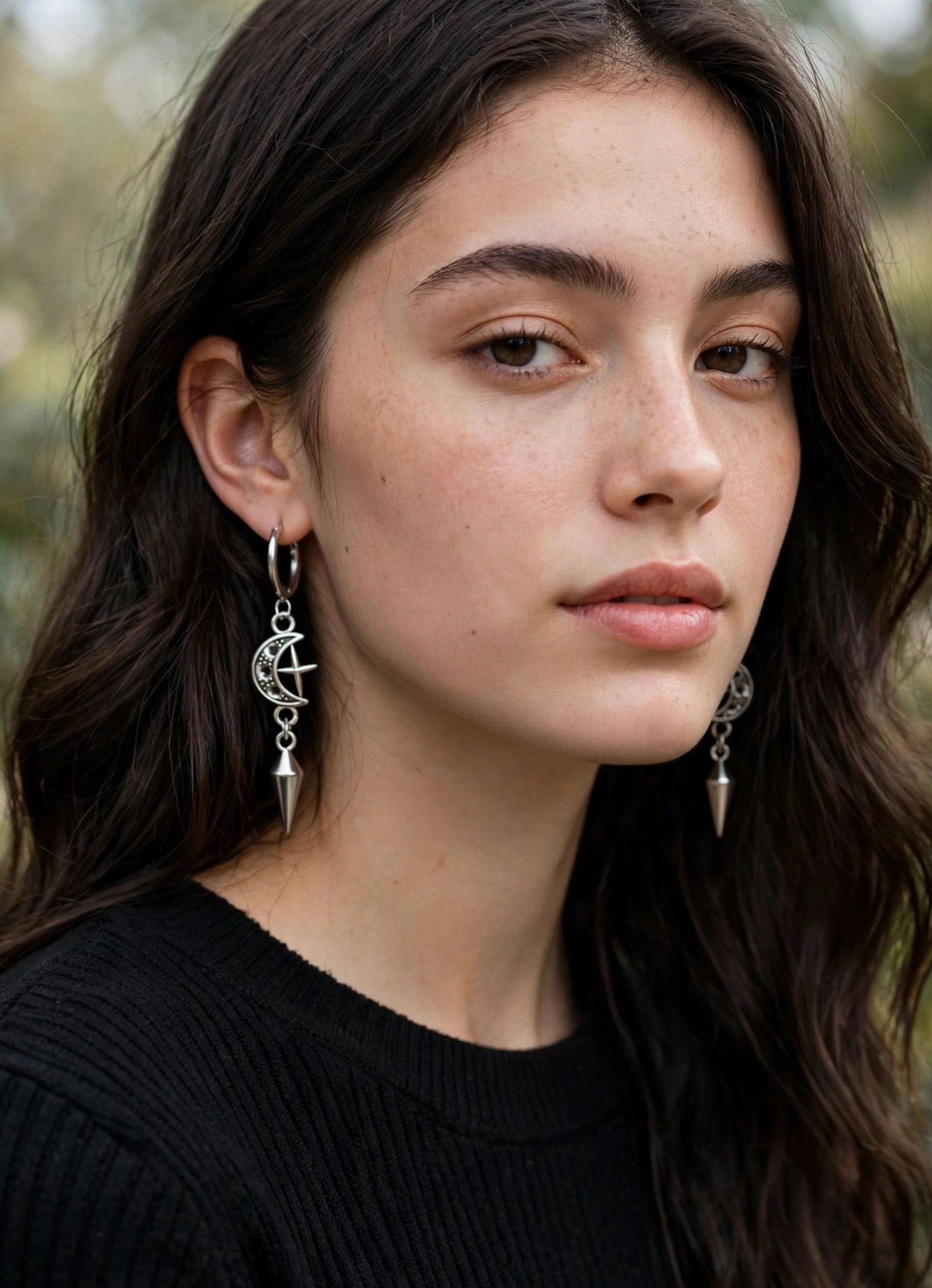(E98) Moon goth punk style earrings