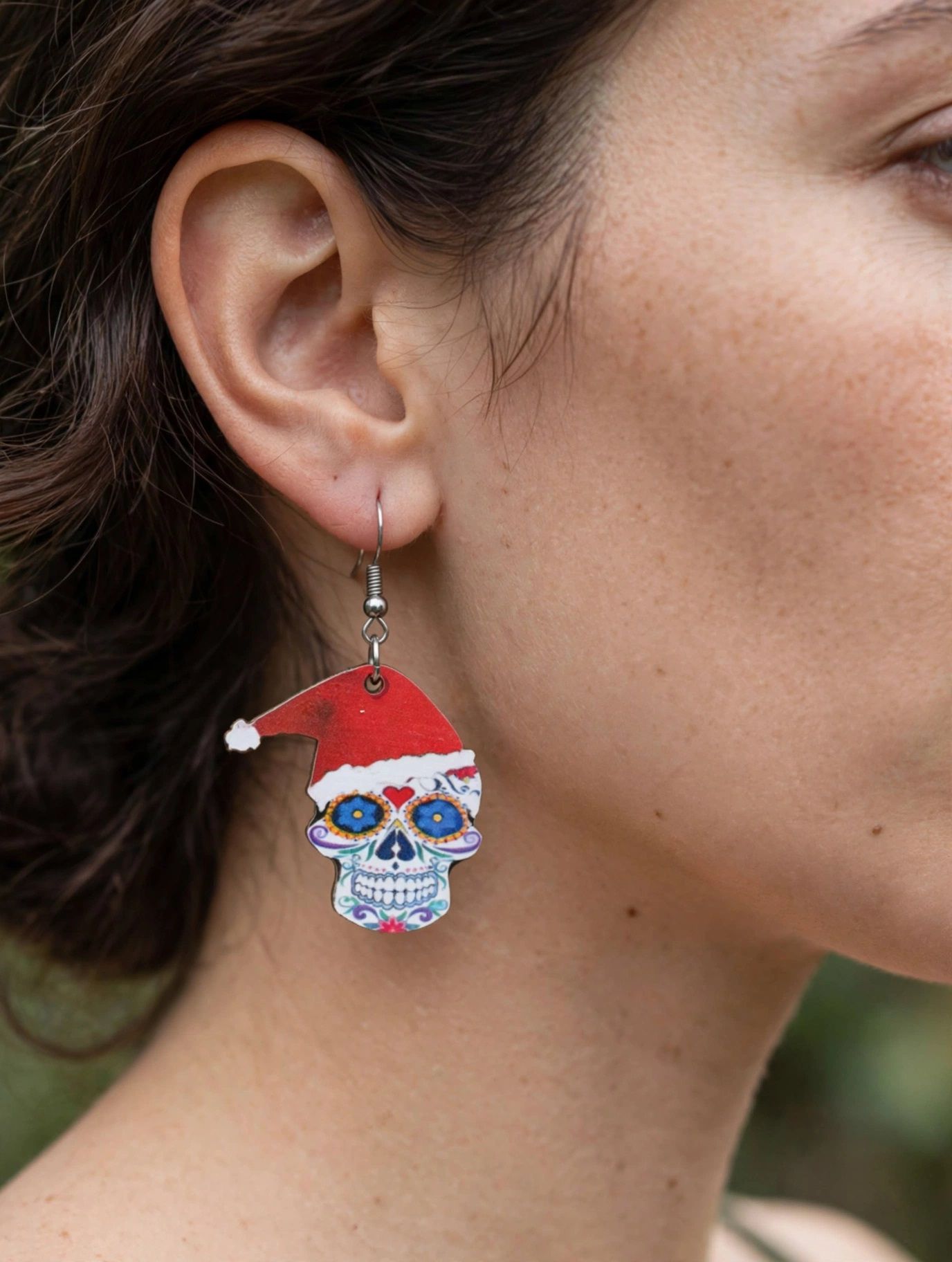 (E31) Goth Santa acrylic earrings