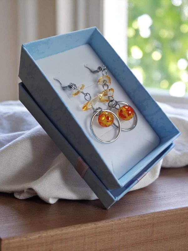 (E1) Natural Gemstone dangle earrings