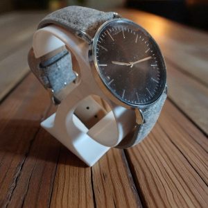 (MW12) Topman boxed grey velour over leather strap watch