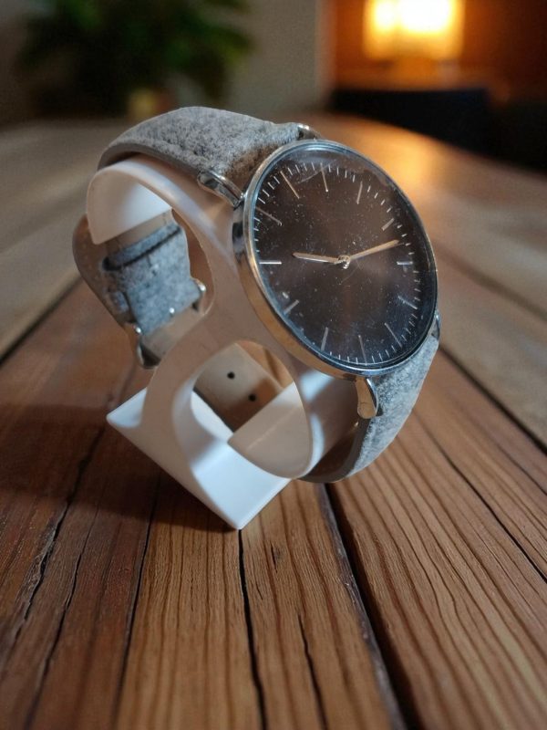 (MW12) Topman boxed grey velour over leather strap watch