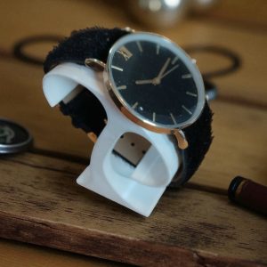 (MW14) Topman boxed black velour over leather strap watch