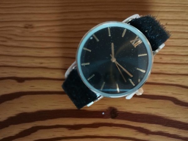 (MW14) Topman boxed black velour over leather strap watch - Image 3