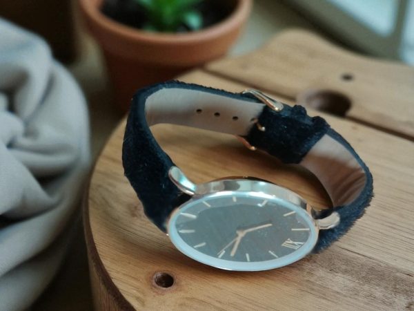 (MW14) Topman boxed black velour over leather strap watch - Image 4