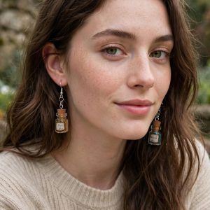 (E18) Fun Eat me and Drink me earrings boxed