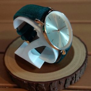 (MW24) Deep green velour over leather strap gents watch