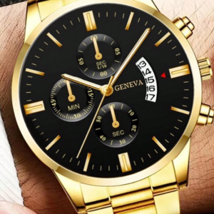 (MW3) Gents / teenager Geneva stainless steel watch with date function