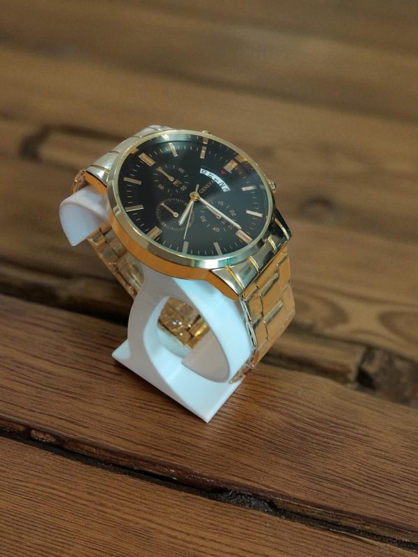 (MW3) Gents / teenager Geneva stainless steel watch with date function - Image 6