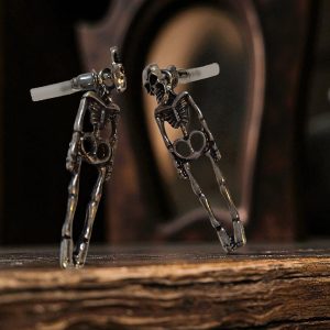 (E5) Pair of Goth style skeleton Earrings