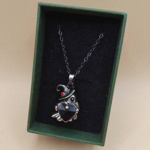 (N48) Gothic witch ghost small rhinestone pendant necklace
