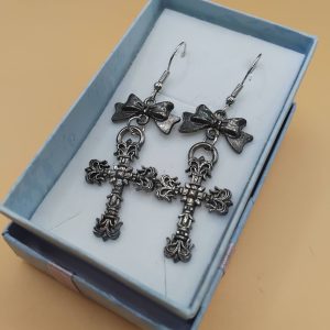 (BE5) Goth Bow and crucifix earrings boxed
