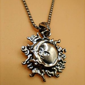 (BN5) Goth Solstice moon in sun necklace