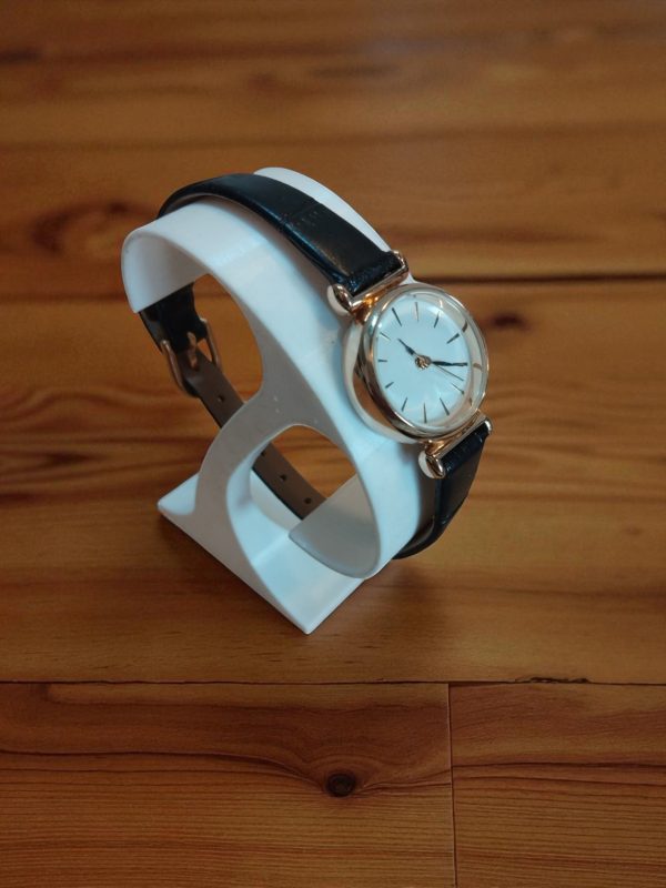(LW58) Ladies Defined slim black leather strap watch