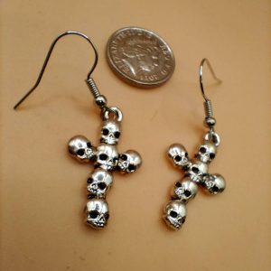 (BE6) Goth Mini Crucifix earrings made from skulls