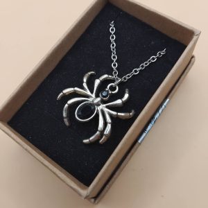 (N70) Goth Spider stainless steel with rhinestone necklace