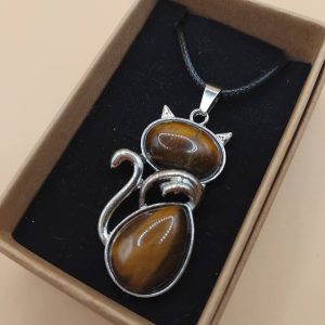 (N75) Large Cat precious stone necklace