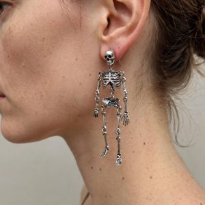 (E8) Dangly skeleton stainless steel boxed Earrings
