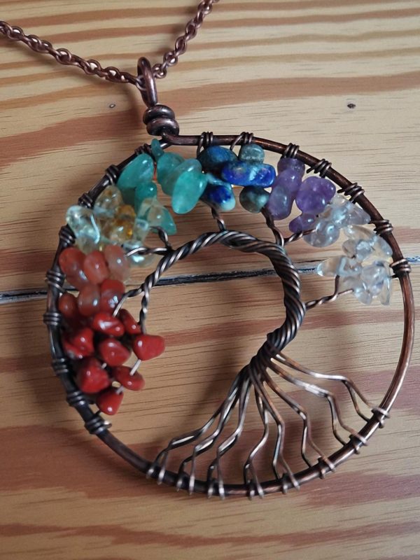 (N102) 7 chakra stone pendant necklace with precious stones - Image 2