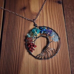(N102) 7 chakra stone pendant necklace with precious stones