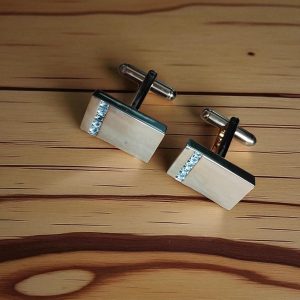 (Cf16) Pair of strip gemstone gold plated cufflinks